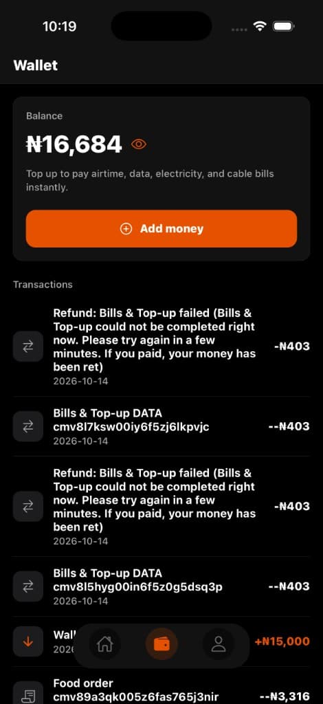 Paya wallet and transactions